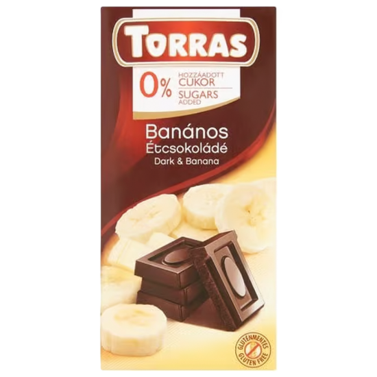 Torras banános étcsokoládé hozzáadott cukor nélkül 75g