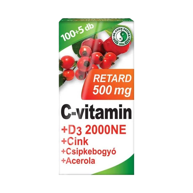 C-vitamin 500mg retart+D3+Acerola 105x