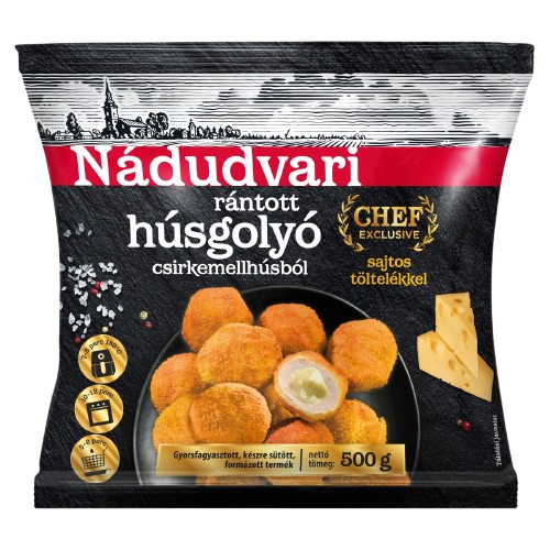 Nádudvari rántott húsgolyó csirkemellh.sajtos töltelékkel 500g