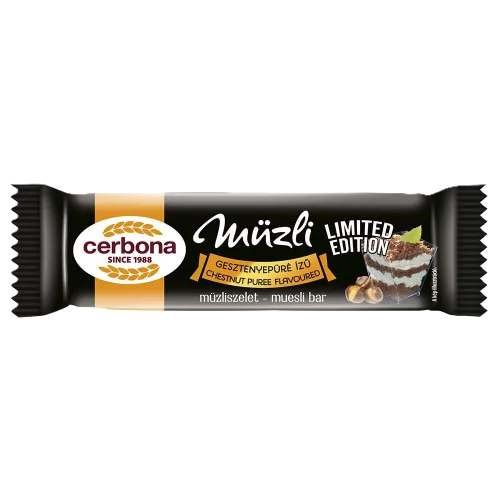Cerbona müzliszelet gesztenyepürés-fehér bevonó 20g