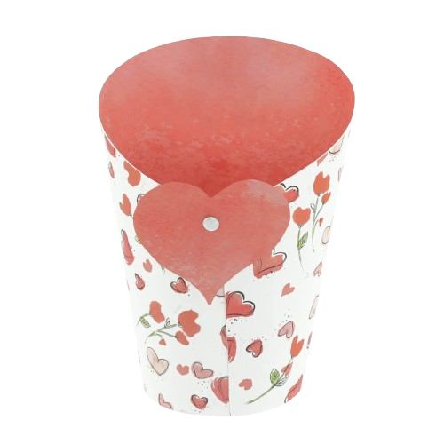 FLR829 Virágos Szív Mintás papír display- Piros 13x15 cm