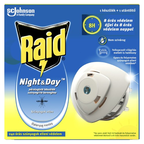 Raid Night&Day elekt.légy-és szúnyogirtó korong kész.+1utt.