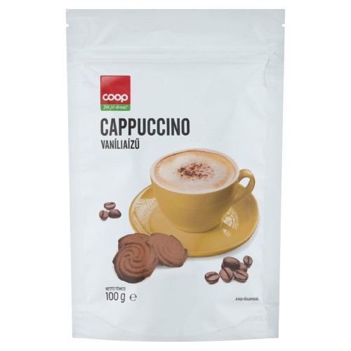 Coop vaníliaízű cappuccino instant kávéitalpor 100 g