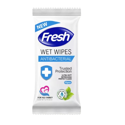 Fresh Antibacteriális nedves törlőkendő 15db