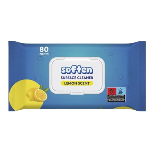Soften nedves tisztító kendő citrom 80db
