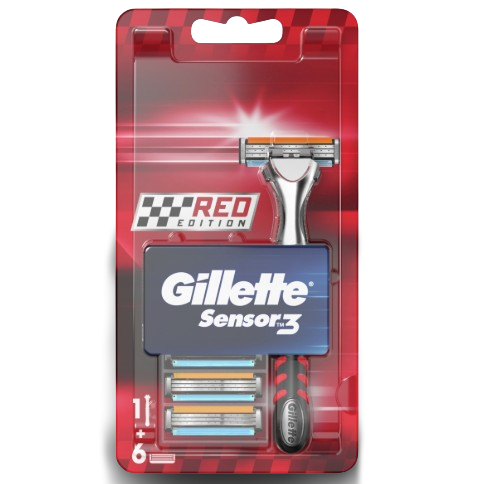 Gillette borotva készülék sensor3 red + 6 betét