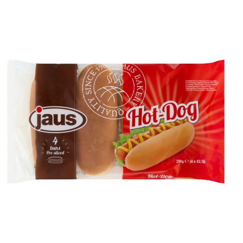 Jaus jumbo hotdog 4db 250g