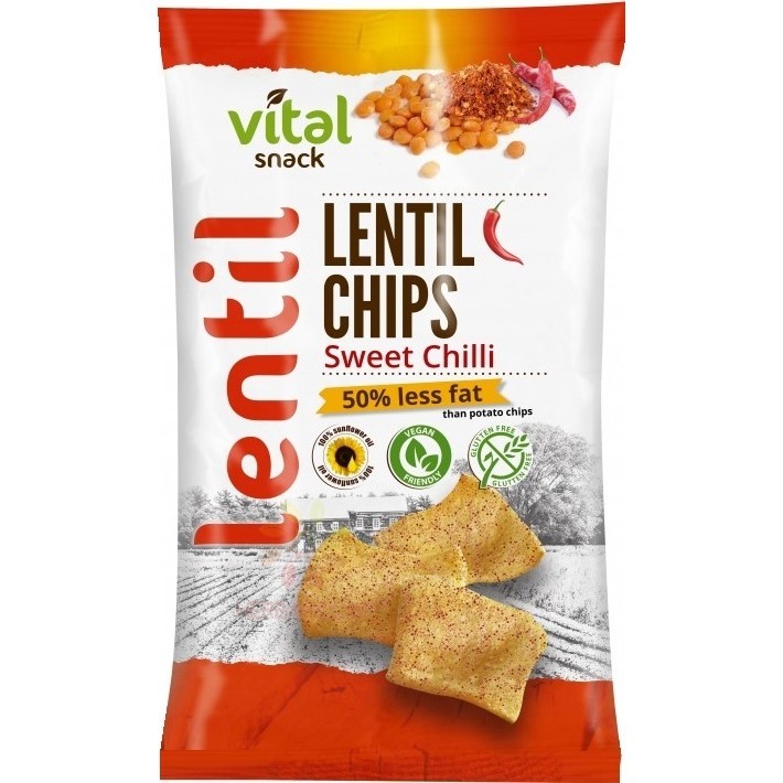 Vital lencse chips édes chili 65g