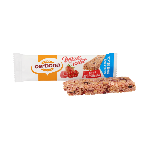 Cerbona piros gyümölcsös müzliszelet 0% hozzáadott cukor 20g