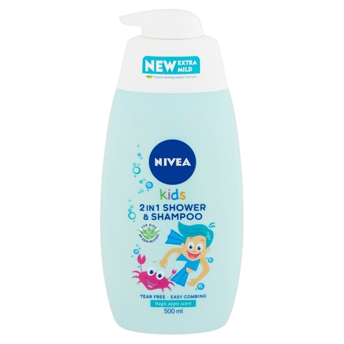 Nivea Kids 2in1 tusfürdő & sampon almás illat 500ml
