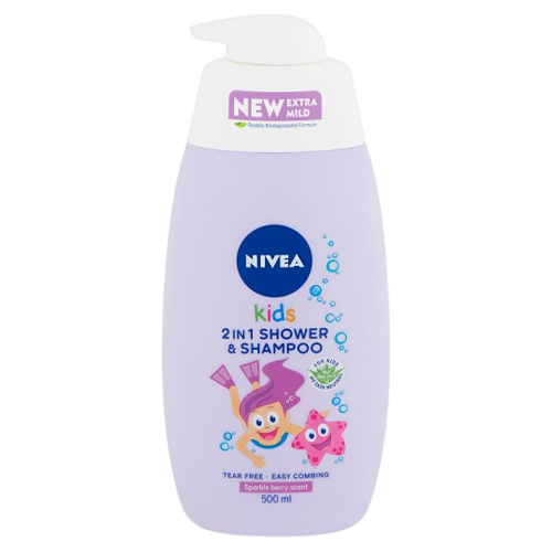 Nivea Kids 2in1 tusfürdő & sampon bogyós illat 500ml