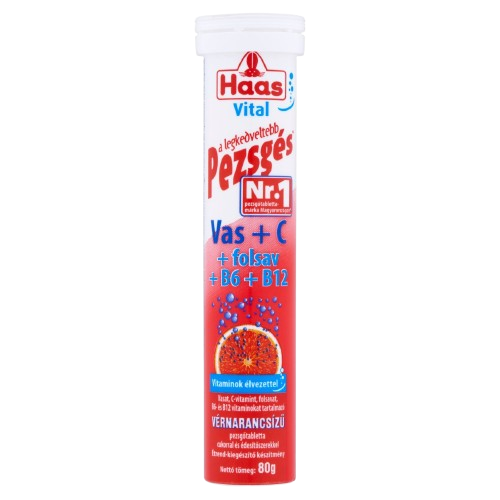 Haas pezsgőtabletta limitált Vas+C 80g
