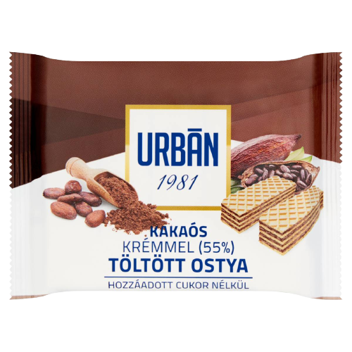 Urbán kakaós krémmel töltött ostya hozzáadott cukor nélkül 65g