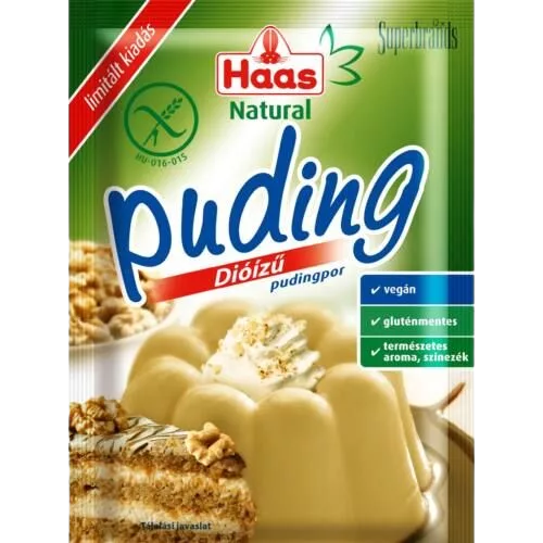 Haas natural dió ízű pudingpor 40g