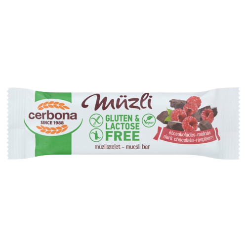 Cerbona gluténmentes étcsokis-málnás müzliszelet 35g