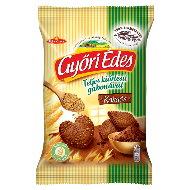 Győri édes teljes kiörlésű kakaós keksz 150g