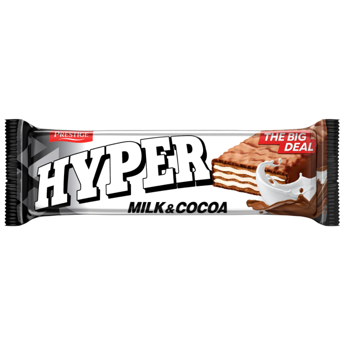 Hyper milk&cocoa töltött ostya black 50g
