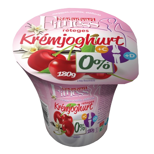 Nádudvari réteges krémjoghurt  fittness 0% meggy-vanília 180g 