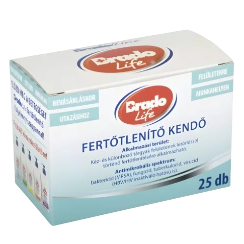 Bradolife fertőtlenítő kendő 25db