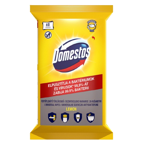 Domestos fert. törlőkendő 60db Lemon