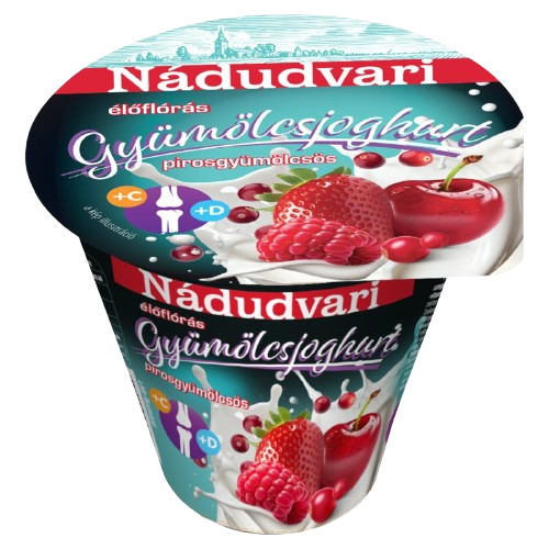 Nádudvari gyümölcsjoghurt +c,d vitamin pirosgyümölcs 125g