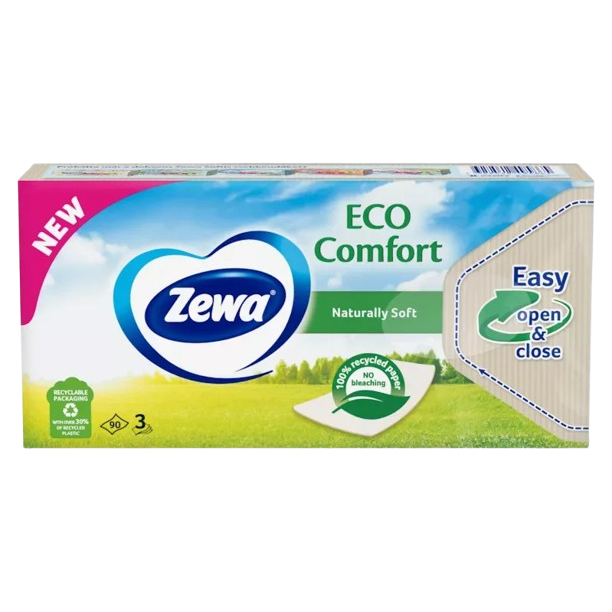 Zewa Eco Comfort papírzsebkendő 3 rétegű, 90db