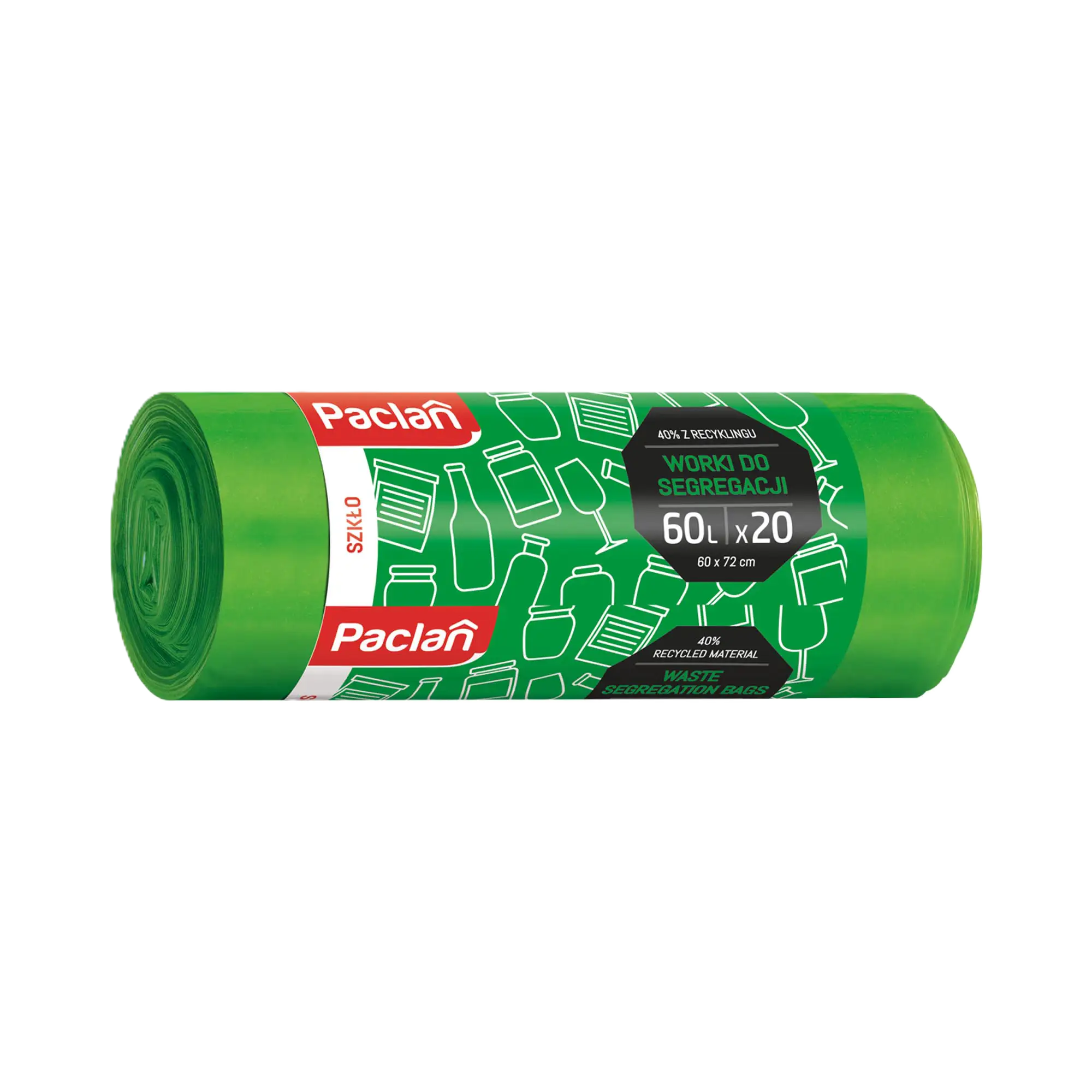 Paclan Szelektív üveg hulladék gyűjtő szemeteszsák 60 l