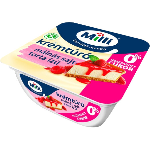 Milli krémtúró málnás sajttorta 0% hozzáadott cukor 90g