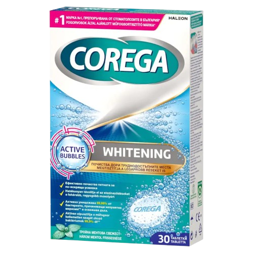Corega fehérítő hatású műfogsortisztító tabletta 30db