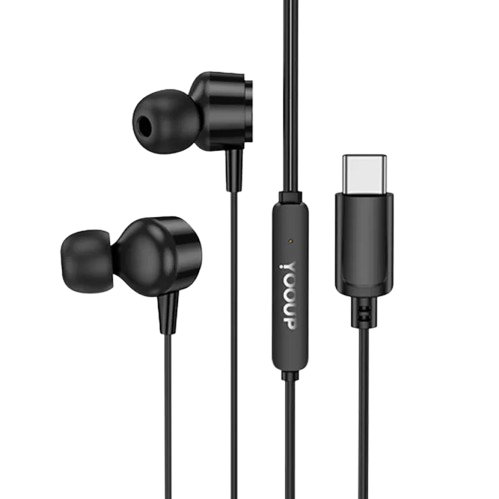 YOOUP E15 TYPE-C VEZETÉKES HEADSET FEKETE