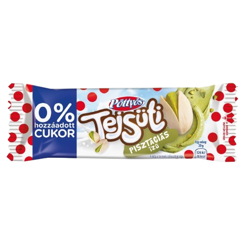 Pöttyös tejsüti pisztácia 0% hozzáadott cukor 20g