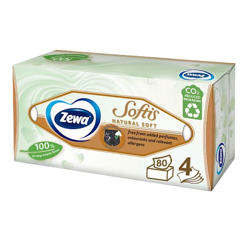 Zewa Softis 4 rétegű dobozos papírzsebkendő 80db