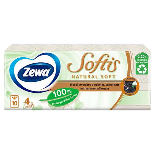 Zewa Softis Natural Soft 4 rétegű papírzsebkendő 10x9db