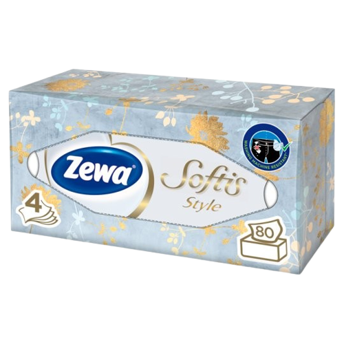 Zewa Softis Style 4 rétegű dobozos papírzsebkendő 80db